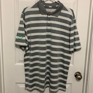 Mens size large gray, white and turquoise under armor golf polo